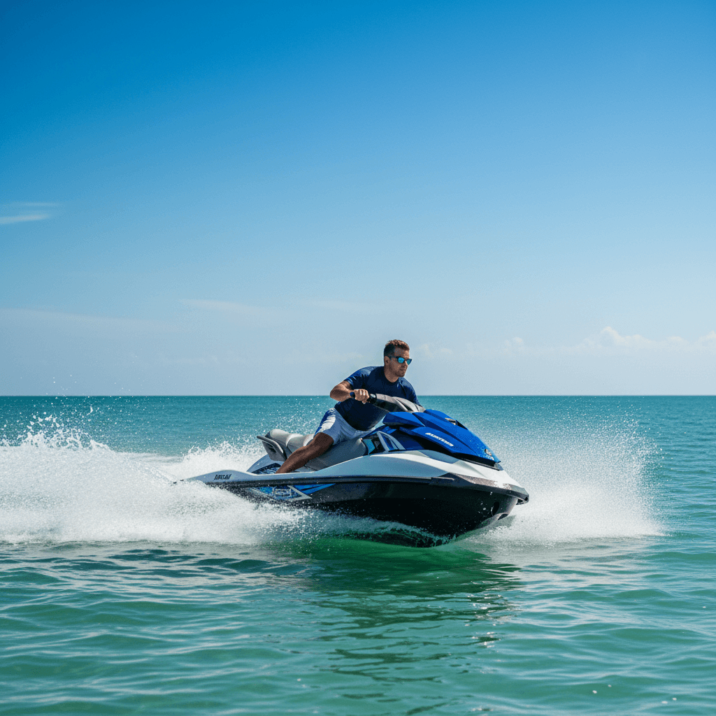 Rider enjoying a jet ski on calm Florida waters