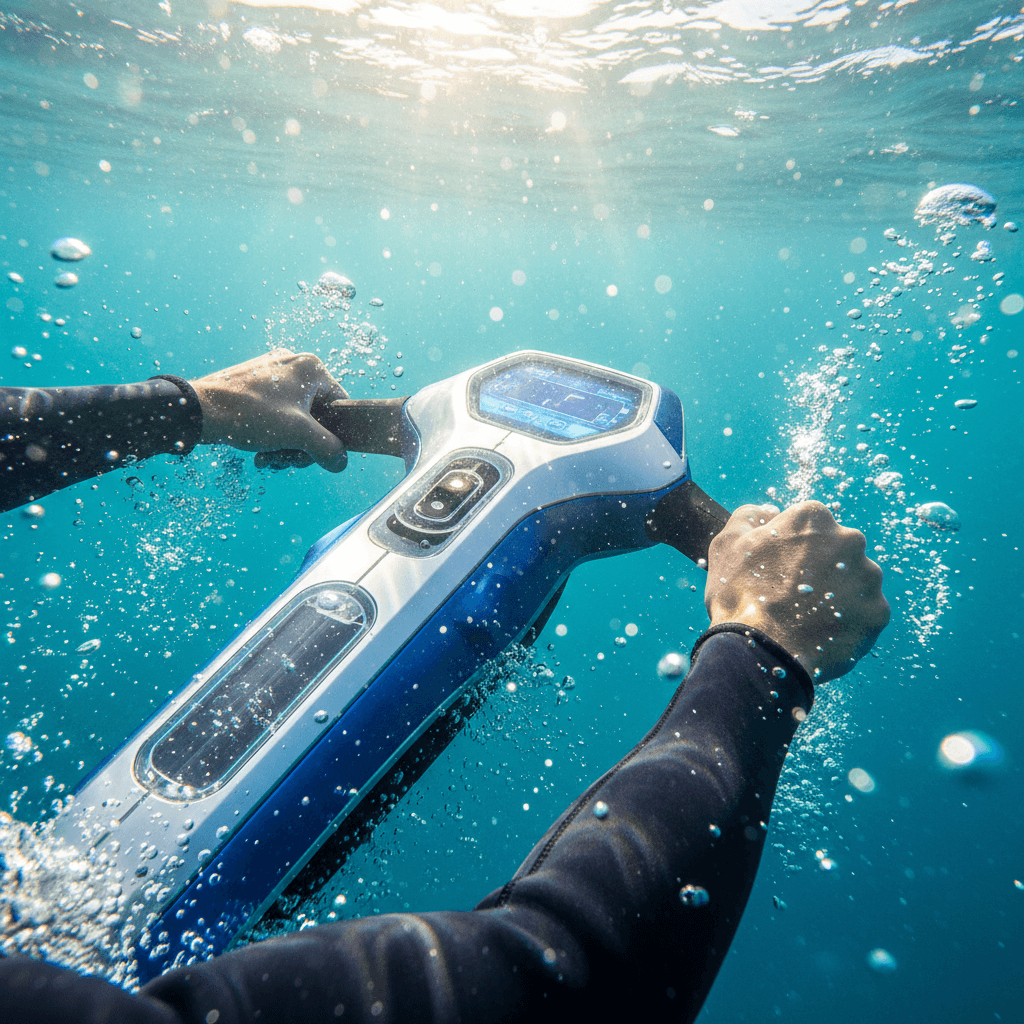Jet ski controls and handlebars close-up
